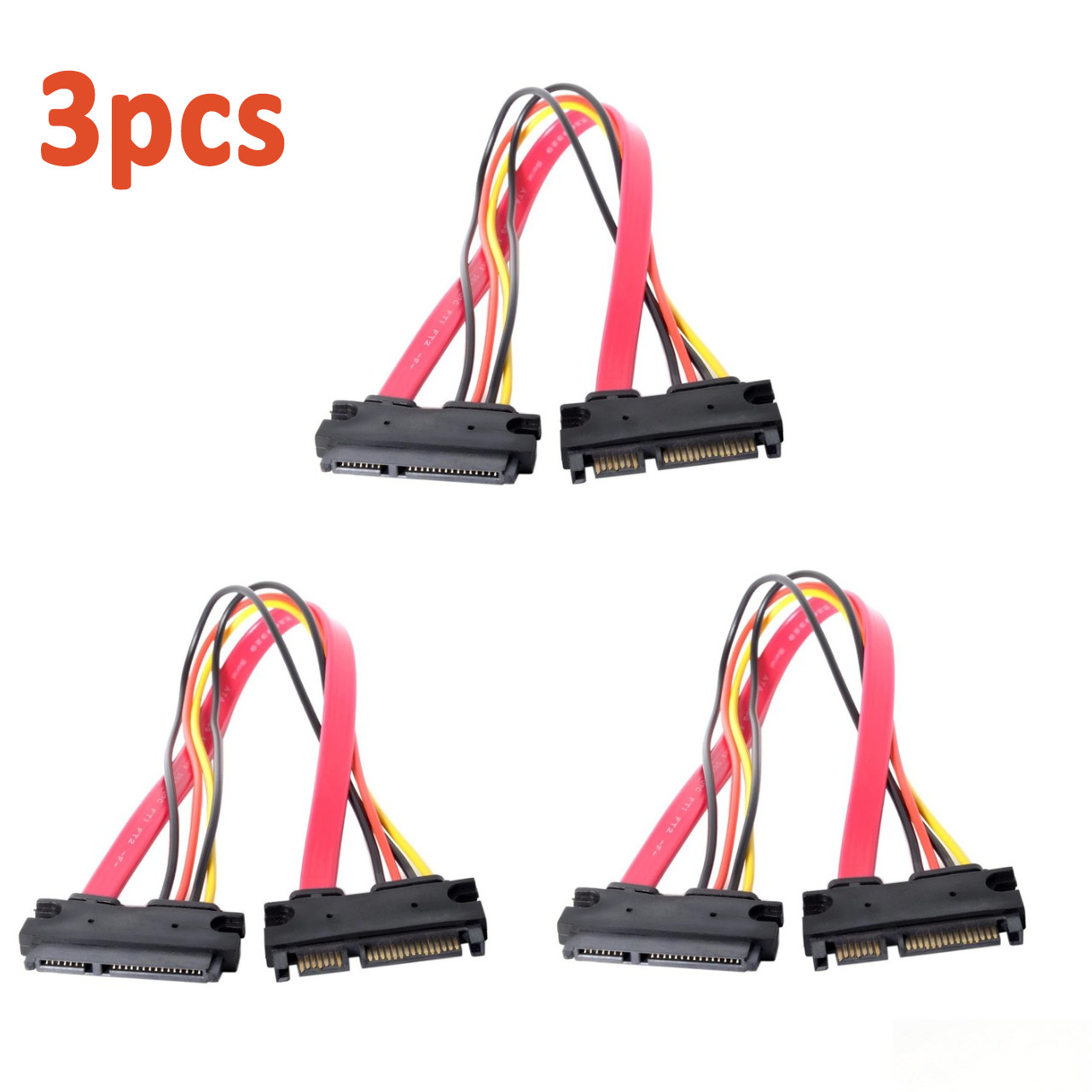 3PCS SATA 22-Pin (7+15 Pin )Combo Cable Male to Female for Computer Build Repair