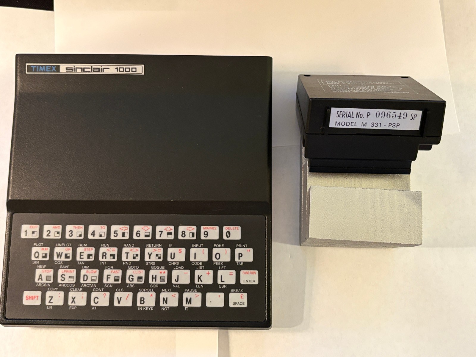 Vintage 1982 Timex Sinclair 1000 Personal Computer and expansion module