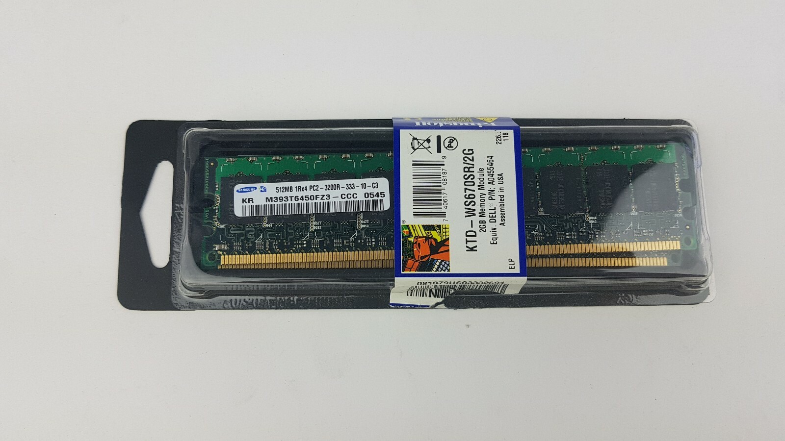 2GB Kingston DDR2 PC2-3200R 400MHz ECC Reg DIMM Server-RAM Dell KTD-WS670SR/2G