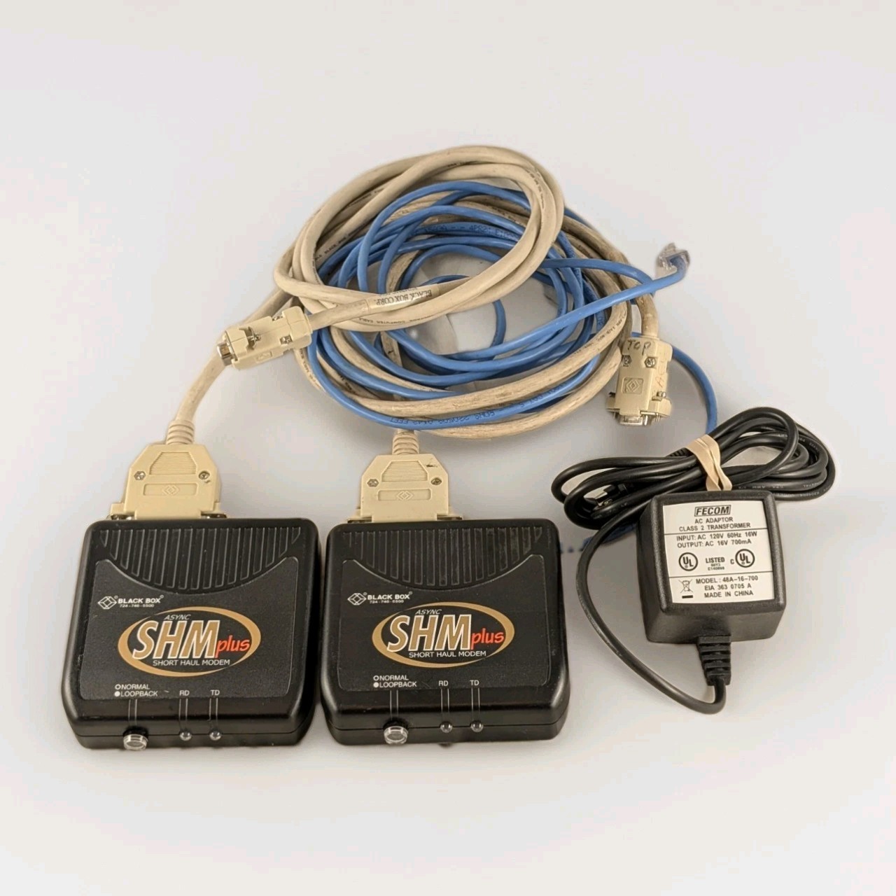 Lot of Two (2) Black Box ME800A-PLUS-R2 Short Haul Modems  & 1x Power Supply