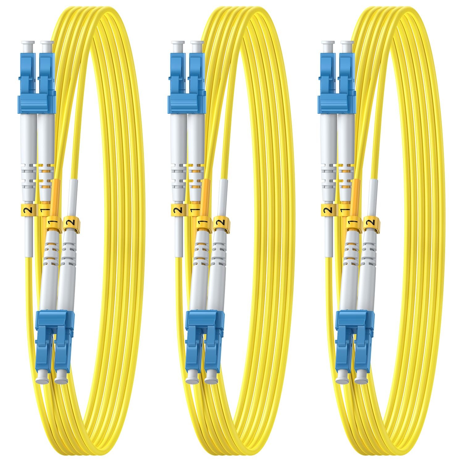 3 PCS OS2 Single Mode LC to LC Fiber Patch Cable 3m/10ft 10G/40G/100G