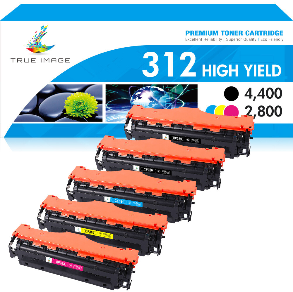 5Pack CF380A 312A Toner Cartridge BBCMY For HP LaserJet M476dw M476nw M476dn MFP