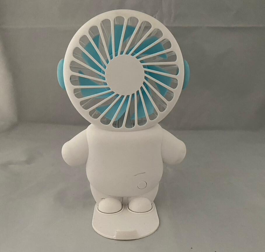 Small Blue Fan Portable Handheld Cartoon Body Desktop Laptop No USB Charge Cable