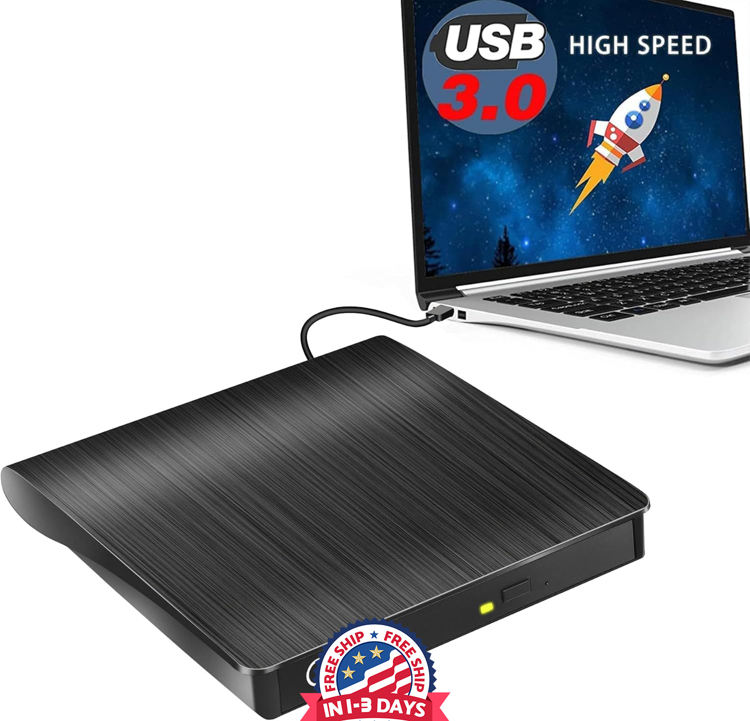 Unidad de DVD externa, USB 3.0 portátil +/-RW, reproductor de DVD para grabadora