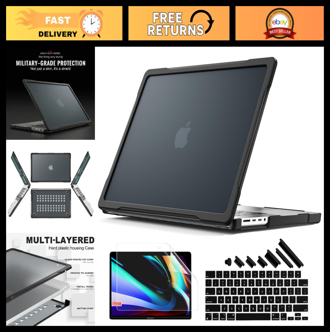 Ultimate Protection Case for MacBook Pro 14" 2026 2025 - Shockproof Matte Armor,