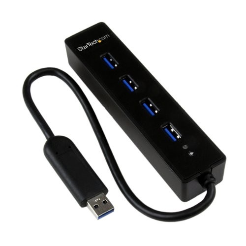 StarTech 4 Port Portable SuperSpeed USB 3.0 Hub with Built-in Cable (ST4300PBU3)