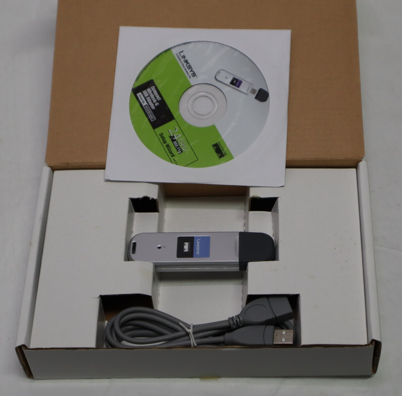 Linksys  WUSB54GC V1 Compact Wireless-G USB Adapter  w Box and software