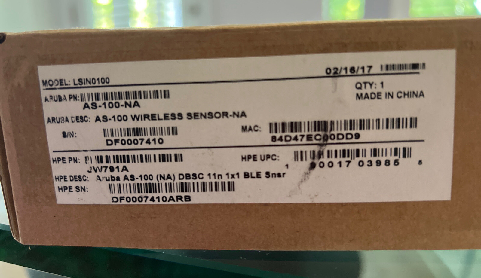 Aruba Networks AS-100 Wireless Sensor - NA MODEL: LSIN0100
