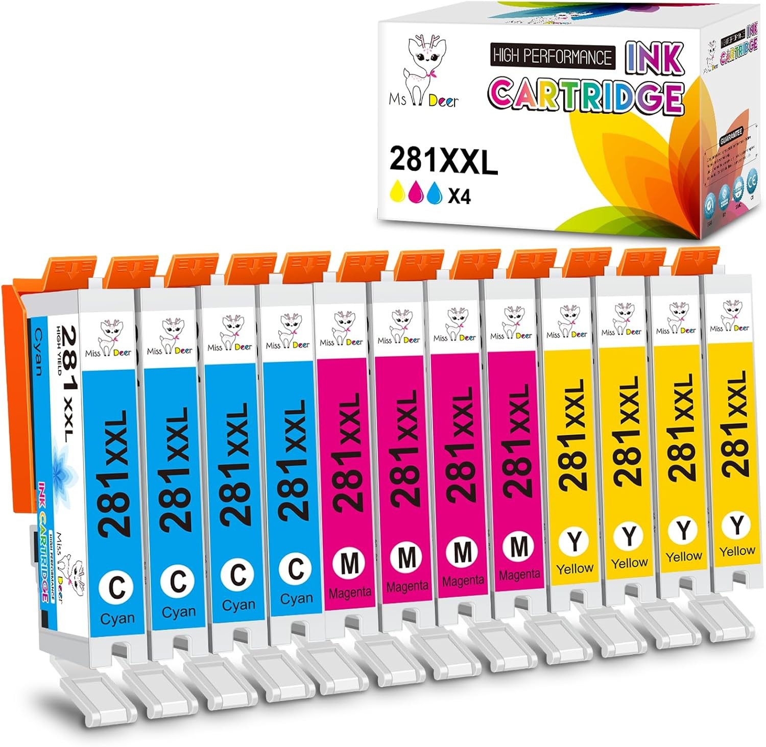 CLI-281 XXL Cyan Magenta Yellow-12 Color Ink Compatible with Canon 281XXL CLI281