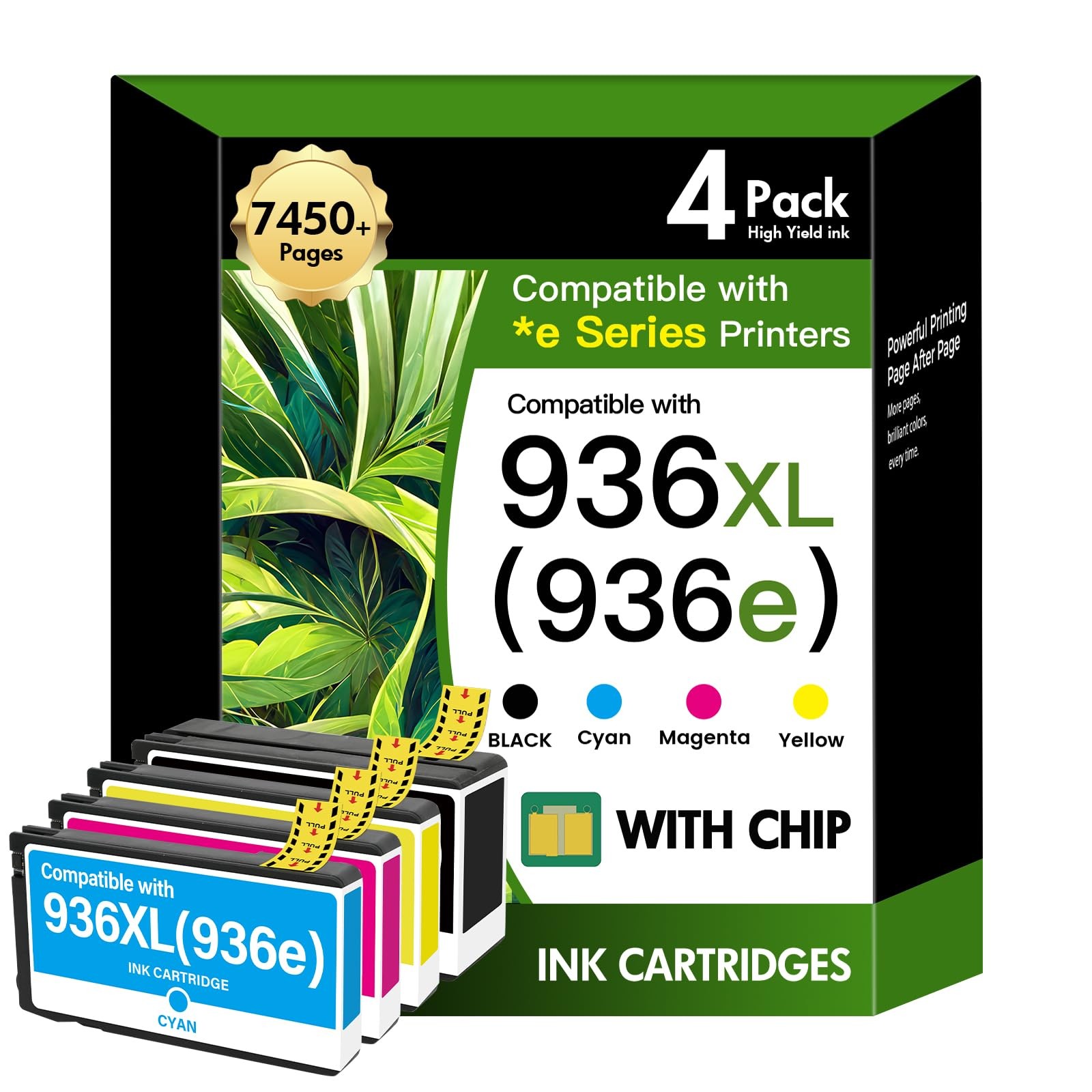 ** NEW HP Ink | 936e / 936XL | Black / Color | High Yield | Compatible | 4-Pack