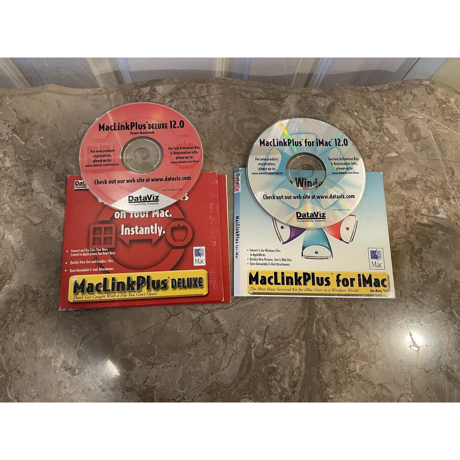 Vintage Dataviz Maclink Plus & Plus Deluxe 12.0 CD Rom Software With Keys