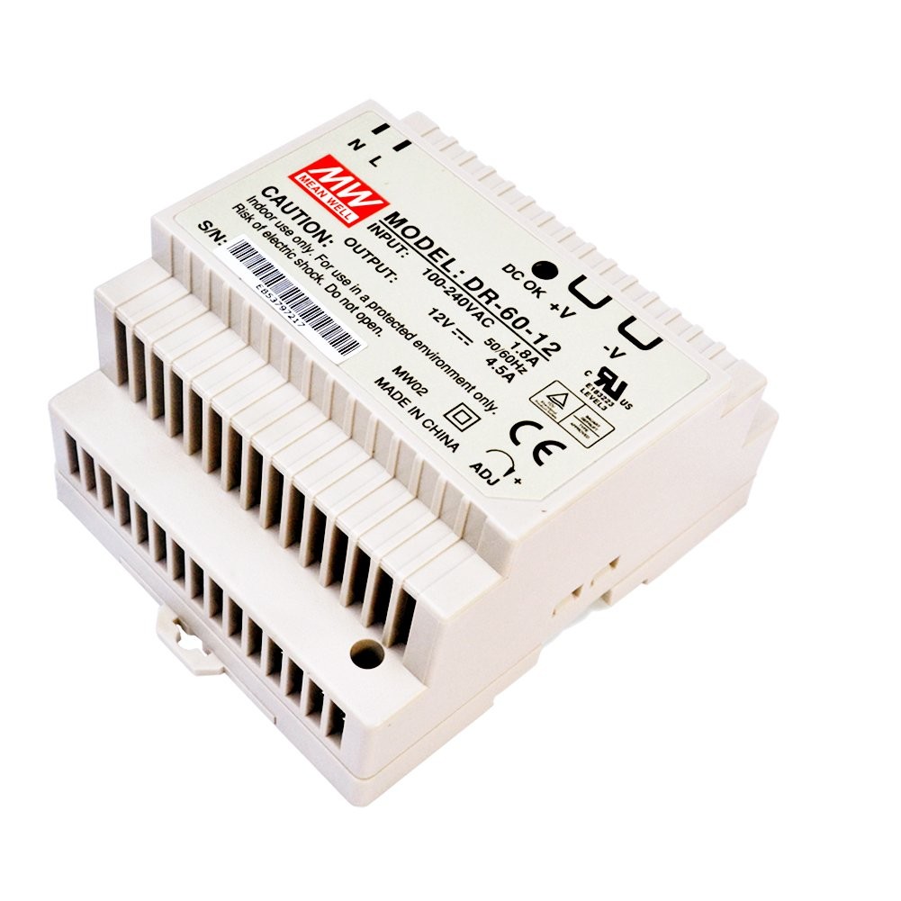 MEAN WELL DR-60-12 4.5 AMPS 54 WATTS Output 12 Volts, Power Supply Single Output