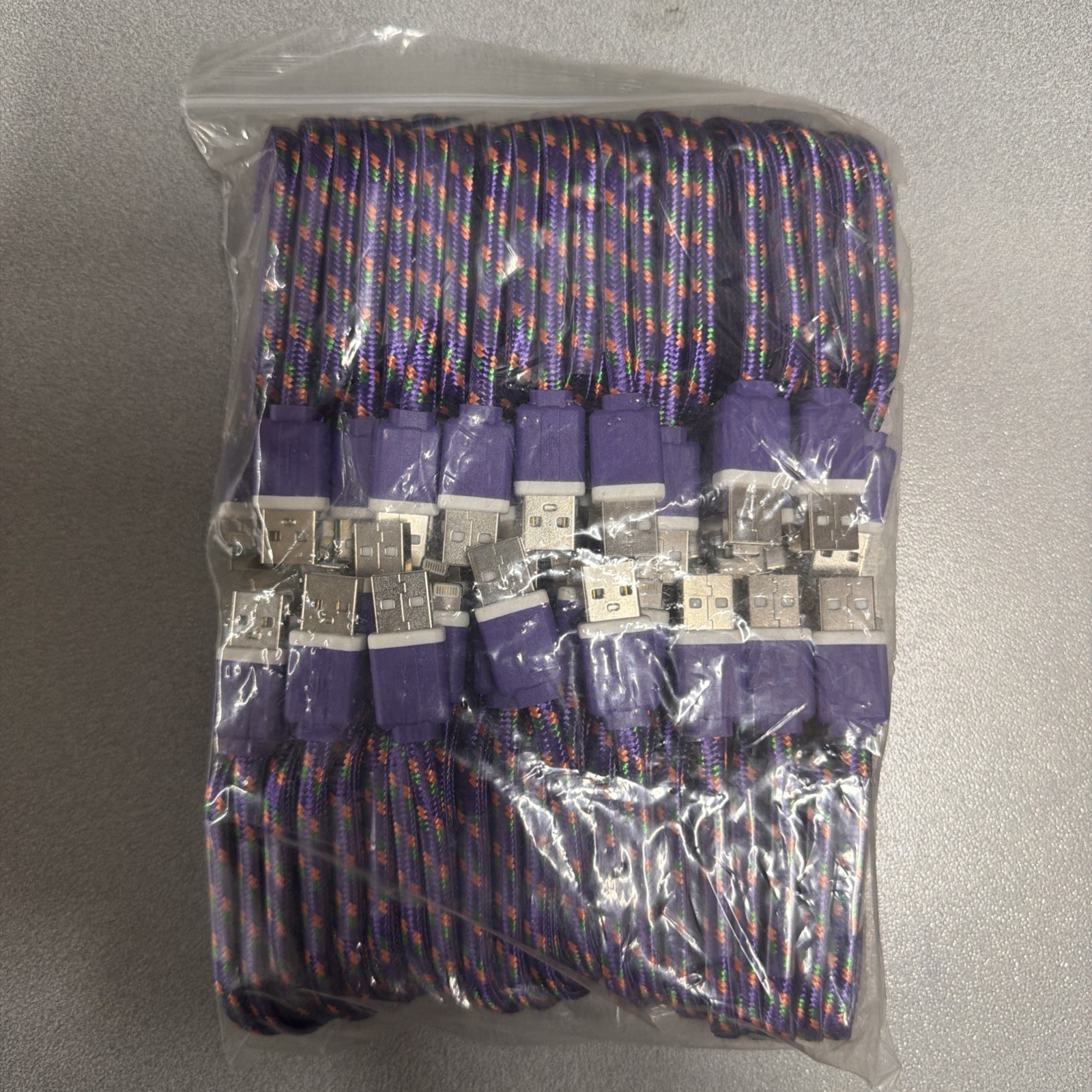 40 Purple Rope Style Lightning Cables 1 Meter