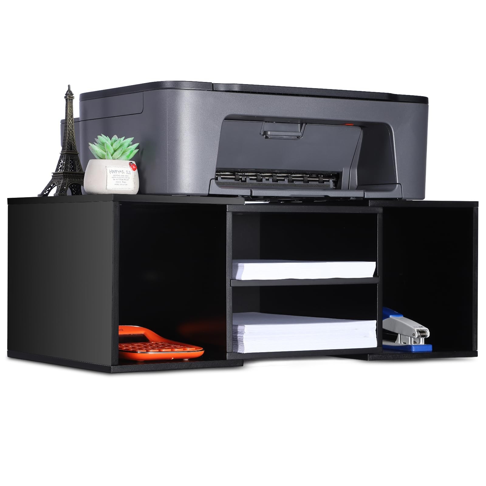 Large Printer Stand, Adjustable Printer Table with Storage, 2-Tier Printer Ri...