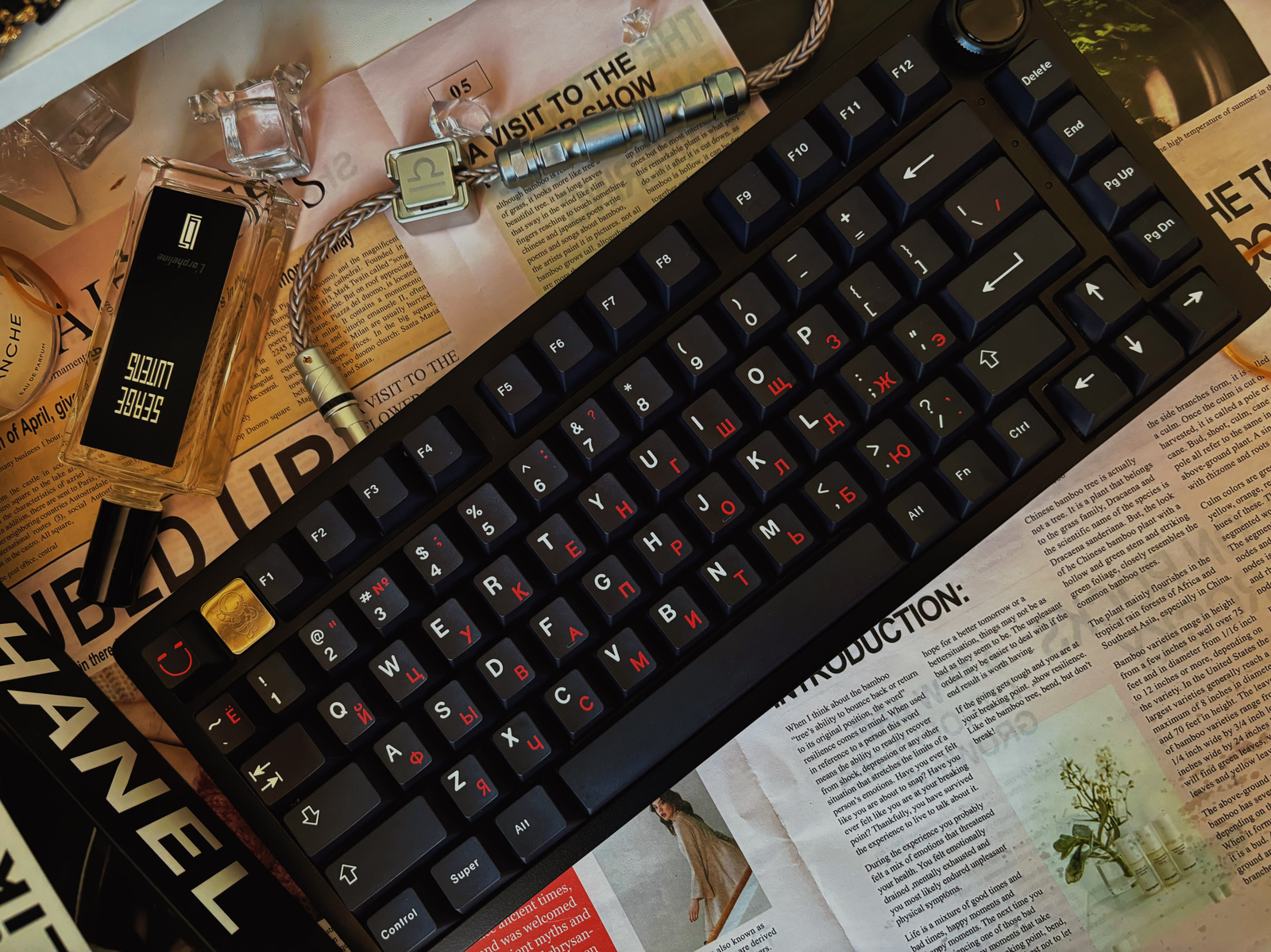 1.7MM Thickness Red Russia Cyrillic Keycap Dye subs PBT Key Cap Cherry Profile 