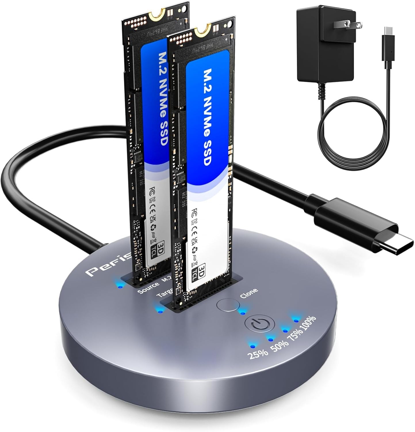 10Gbps M.2 NVMe SSD Cloner, M.2 Duplicator Dual-Bay NVMe Enclosure