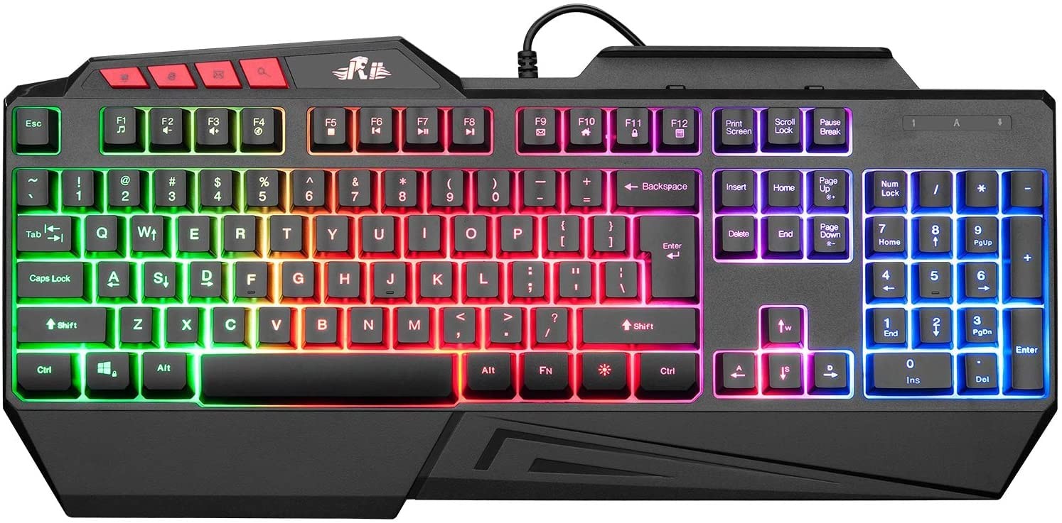 Rii Mechanical Feeling Gaming Keyboard,USB Keyboard with Wrist Rest