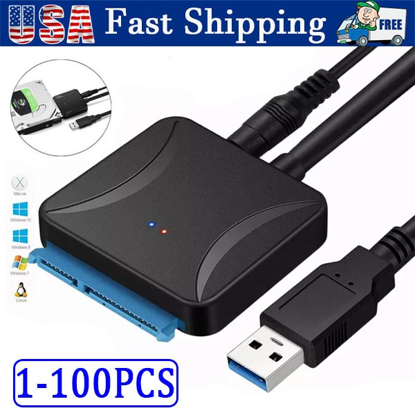 USB 3.0 to SATA External Hard Drive Reader 2.5" 3.5" HDD SSD Power adapter LOT