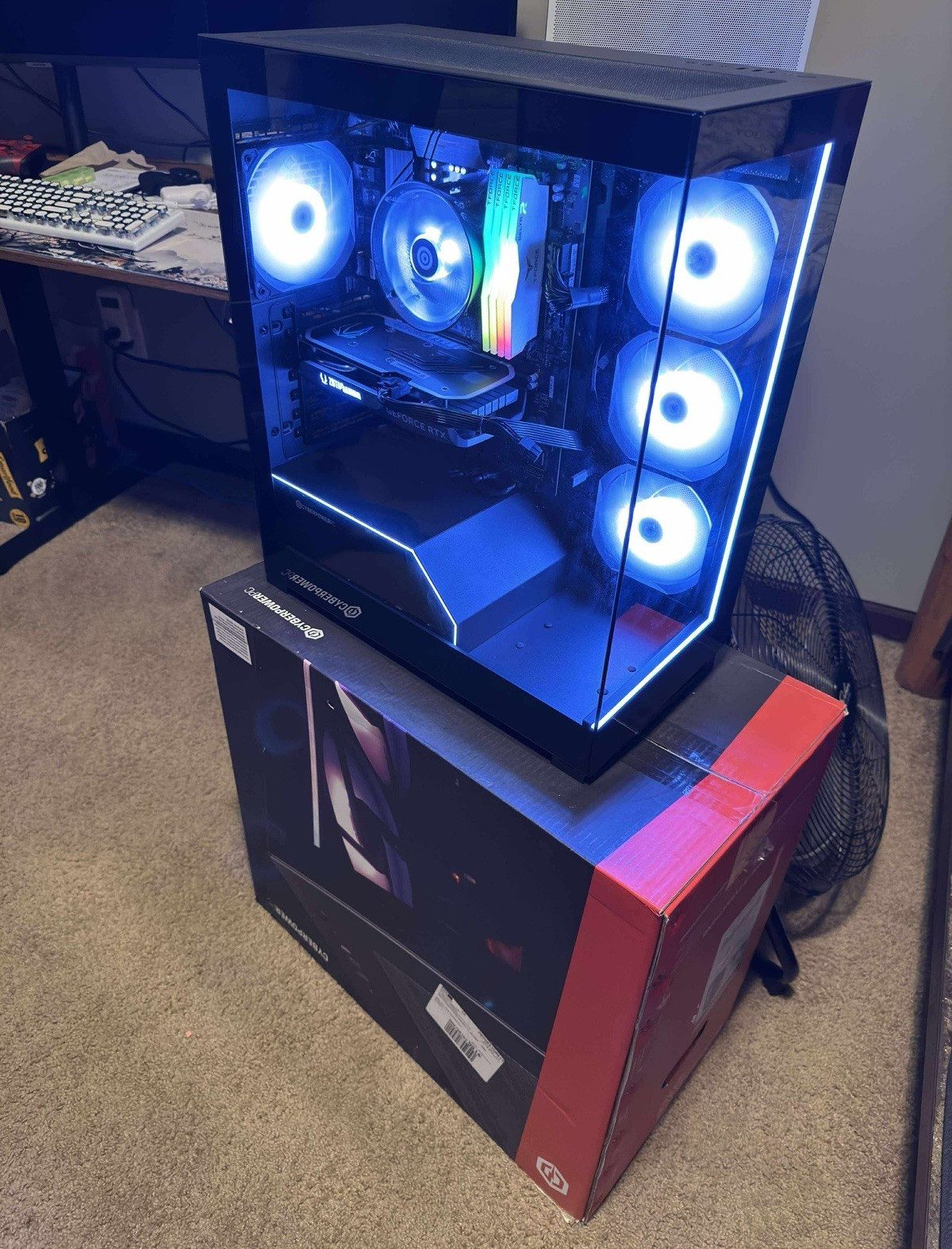 4060 CyberPowerPC RGB Gaming Desktop Tower PC, Black, Tempered Glass Case