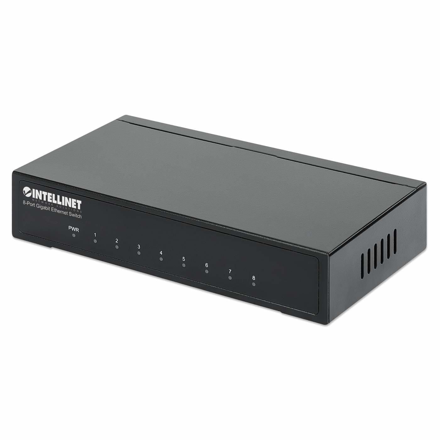 Intellinet 530347 8-Port Gigabit Ethernet Switch, Metal (Euro 2-Pin Plug) ~E~