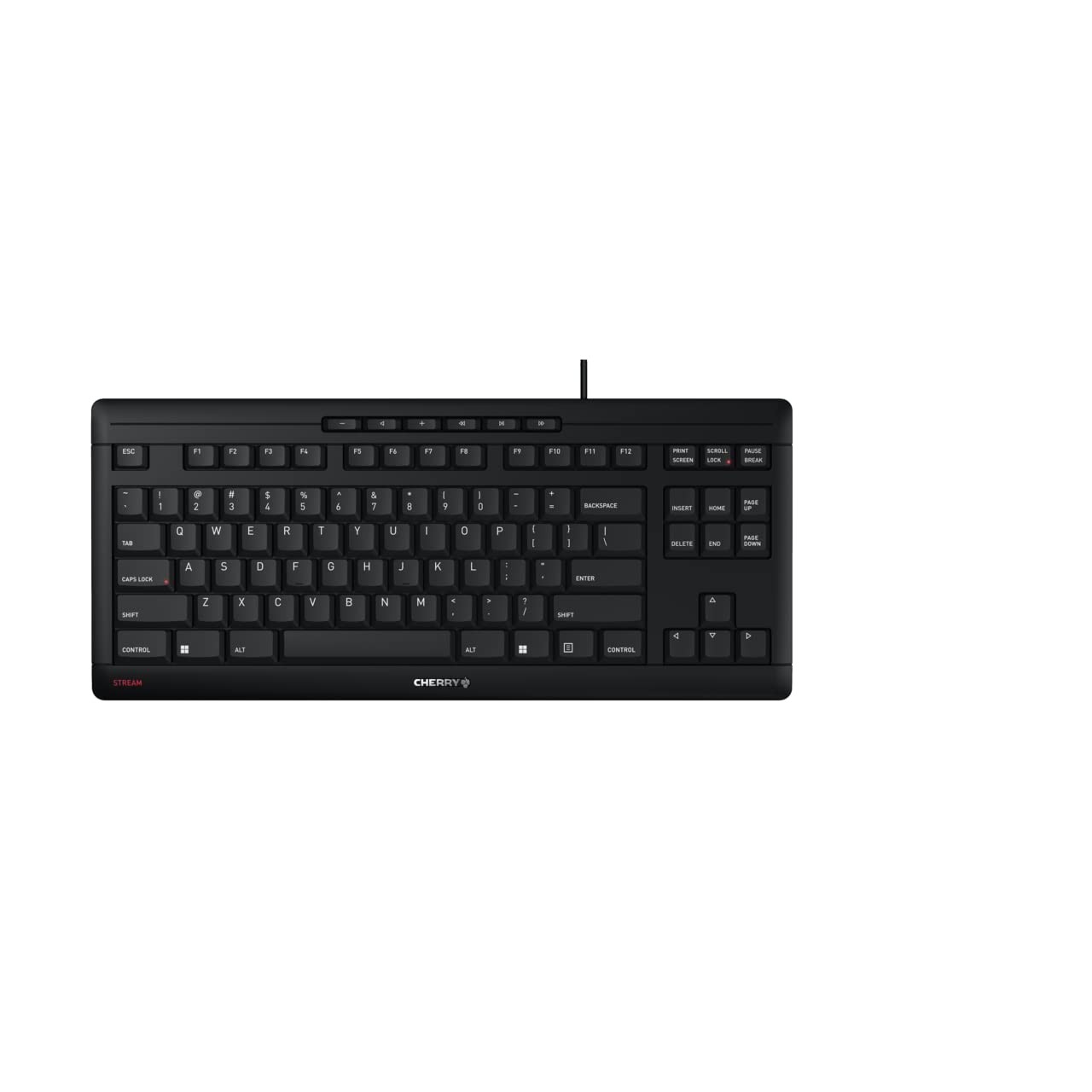 Cherry Stream Wired Keyboard Without Number Pad, Compact TKL Compact, Black