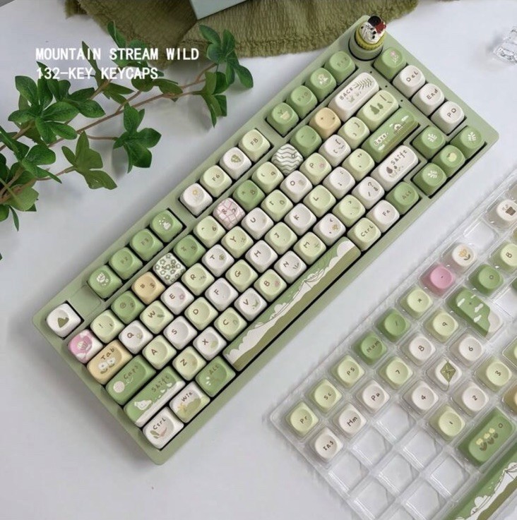 Gaming Keyboard Mountain Stream Wild Dye Sub PBT MOA Keycaps 132-Key QWERTY EN