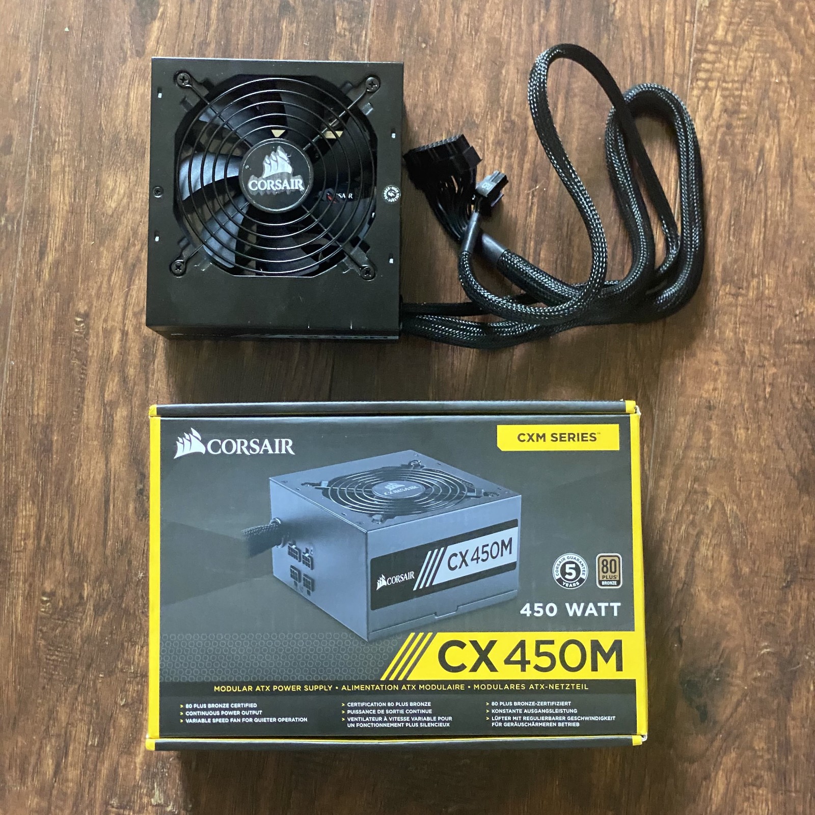 Corsair CX450M RPS0027 450W Power Supply With Power Cable + Cords