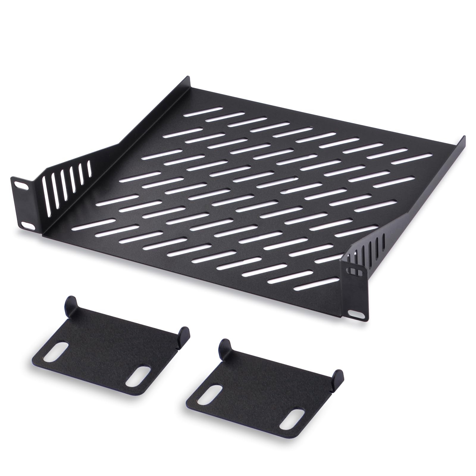 GeeekPi 2PCS 1U Server Rack Shelf, 7.87" Depth Vented Rack Mount Cantilever T...