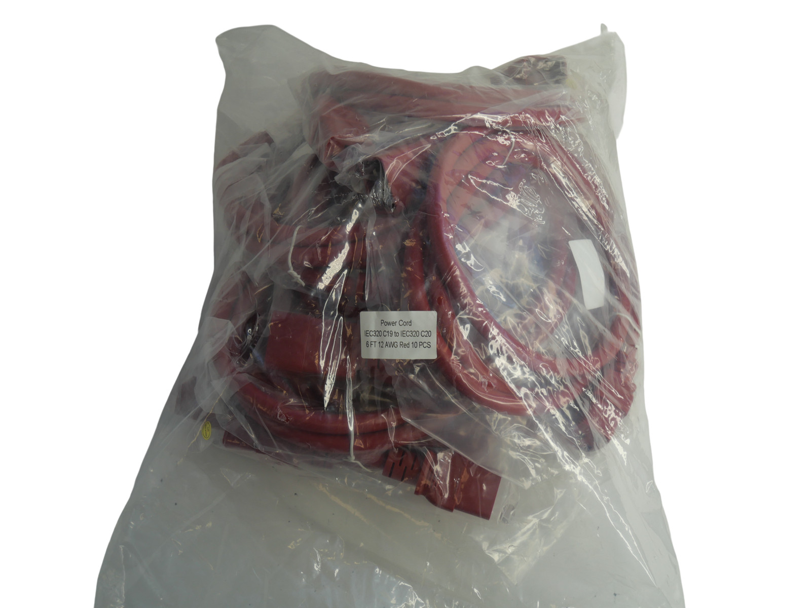 Lot 10 Power cord IE320 C19 To IEC320 C20 6FT 12AWG Red- 