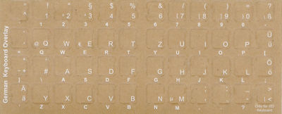 Transparent German Keyboard Stickers White Letters