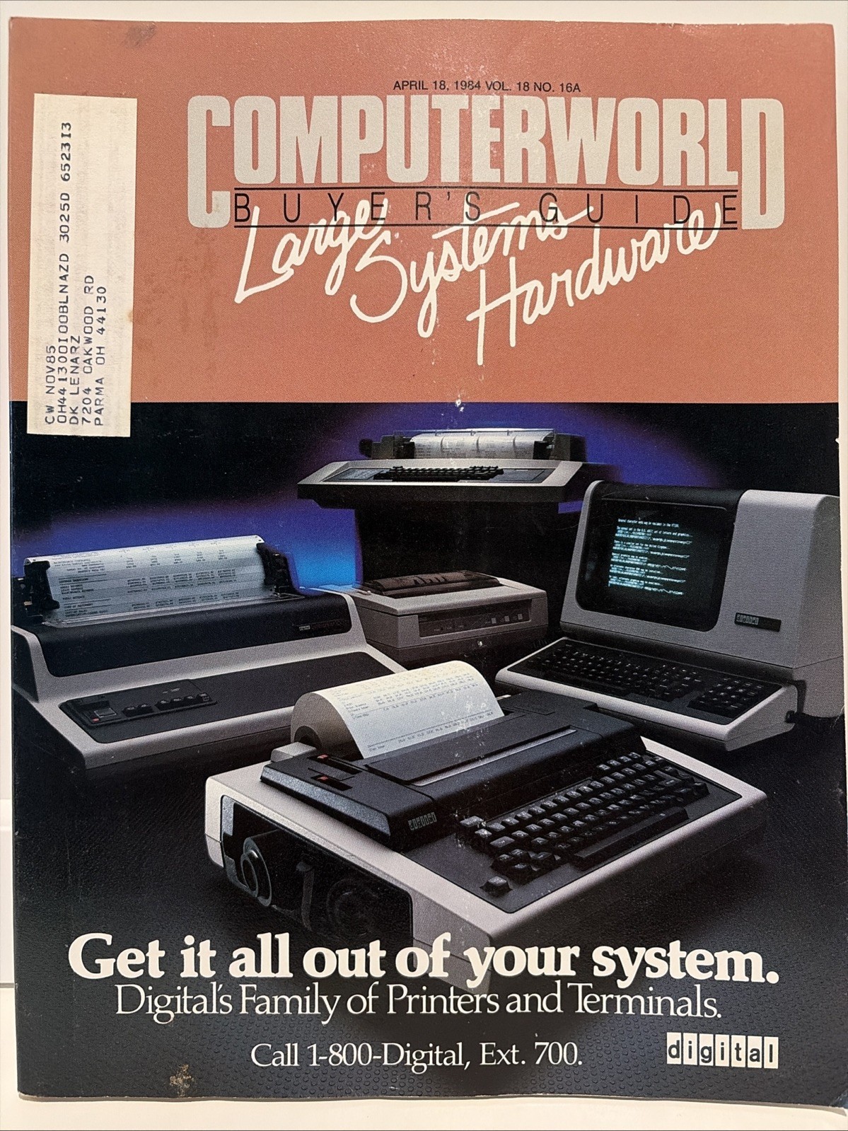 Vtg 1984 Computerworld Large System Hardware Buyer's Guide 4/18/84, 380 pgs EUC
