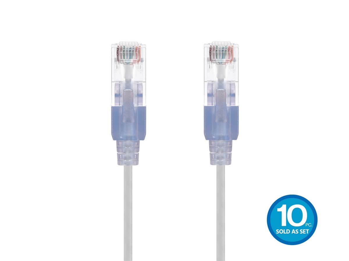 SlimRun Cat6A Ethernet Patch Cable Network RJ45 Stranded UTP 10ft White 5pk
