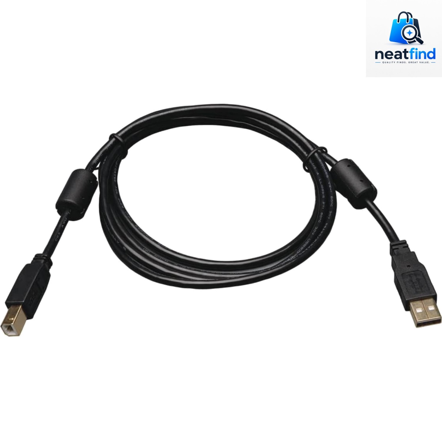 USB 2.0 Hi-Speed A/B Cable with Ferrite Chokes M/M 6-ft. , Black