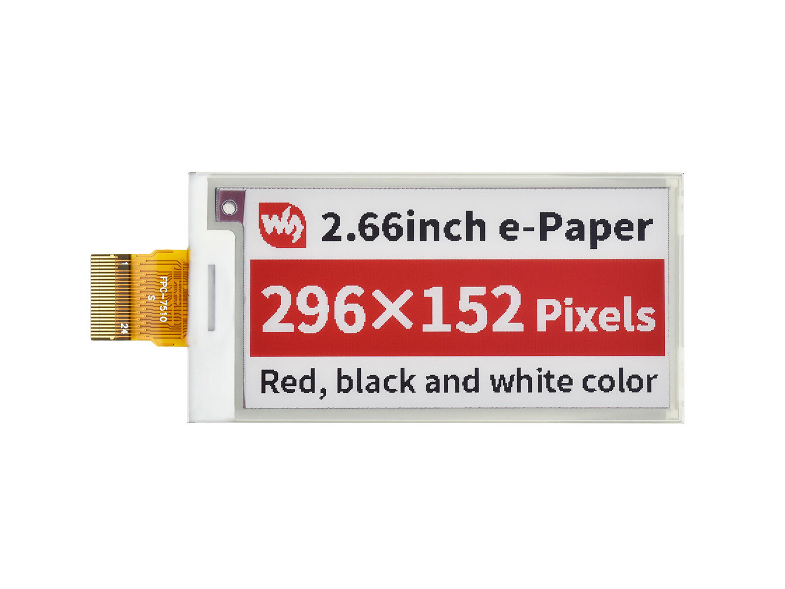 Waveshare 2.66inch E-Paper (B) E-Ink Raw Display 296x152 Red/Black/White SPI