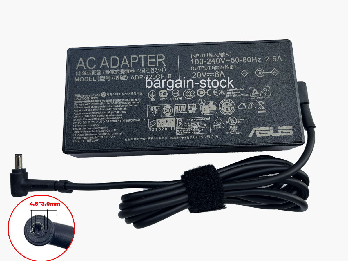 20V 6A 120W AC Adapter Charger For ASUS Vivobook 16X OLED K3605VV-ES96 4.5X3.0MM