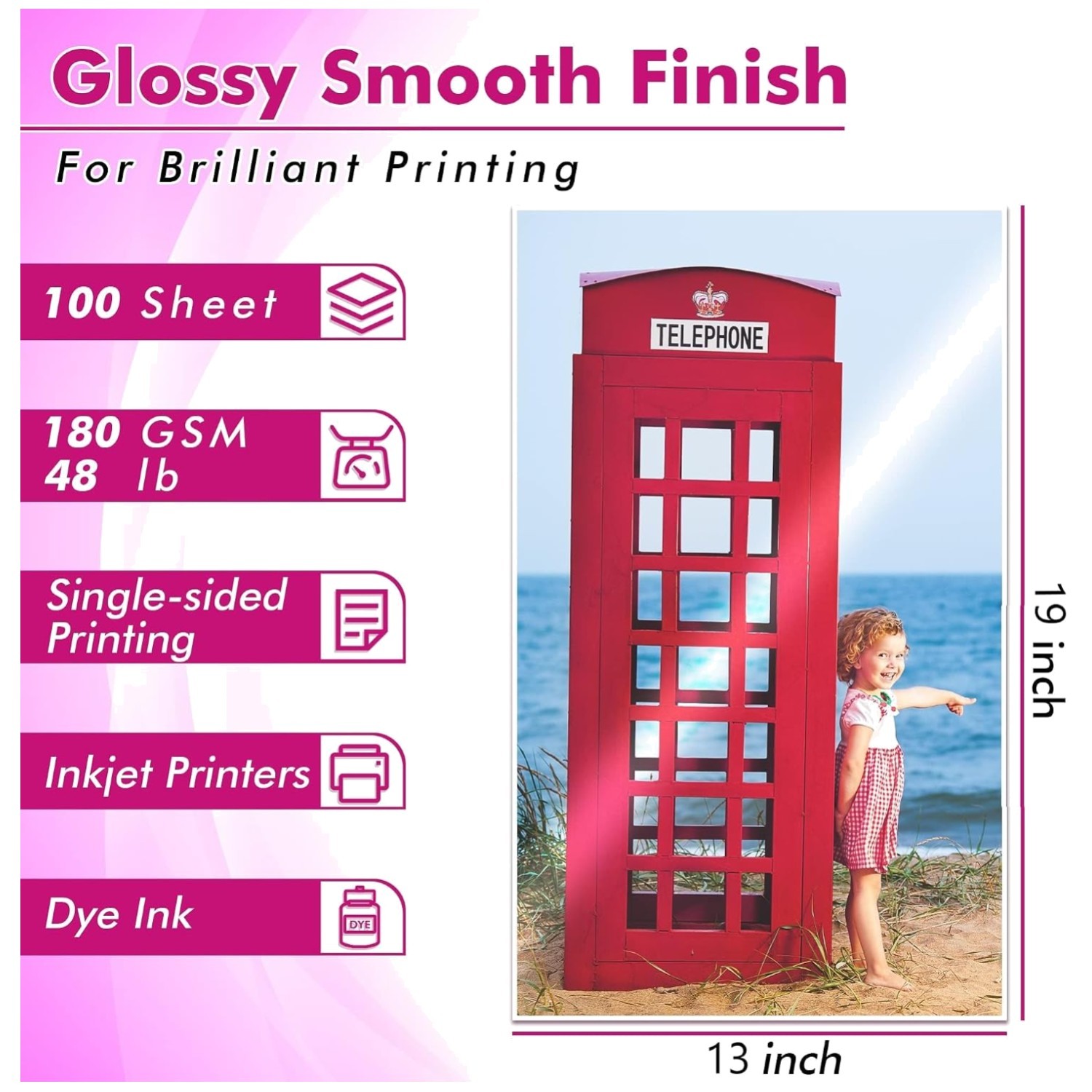Dye Ink Compatible Photo Paper - 13x19 100 Sheets