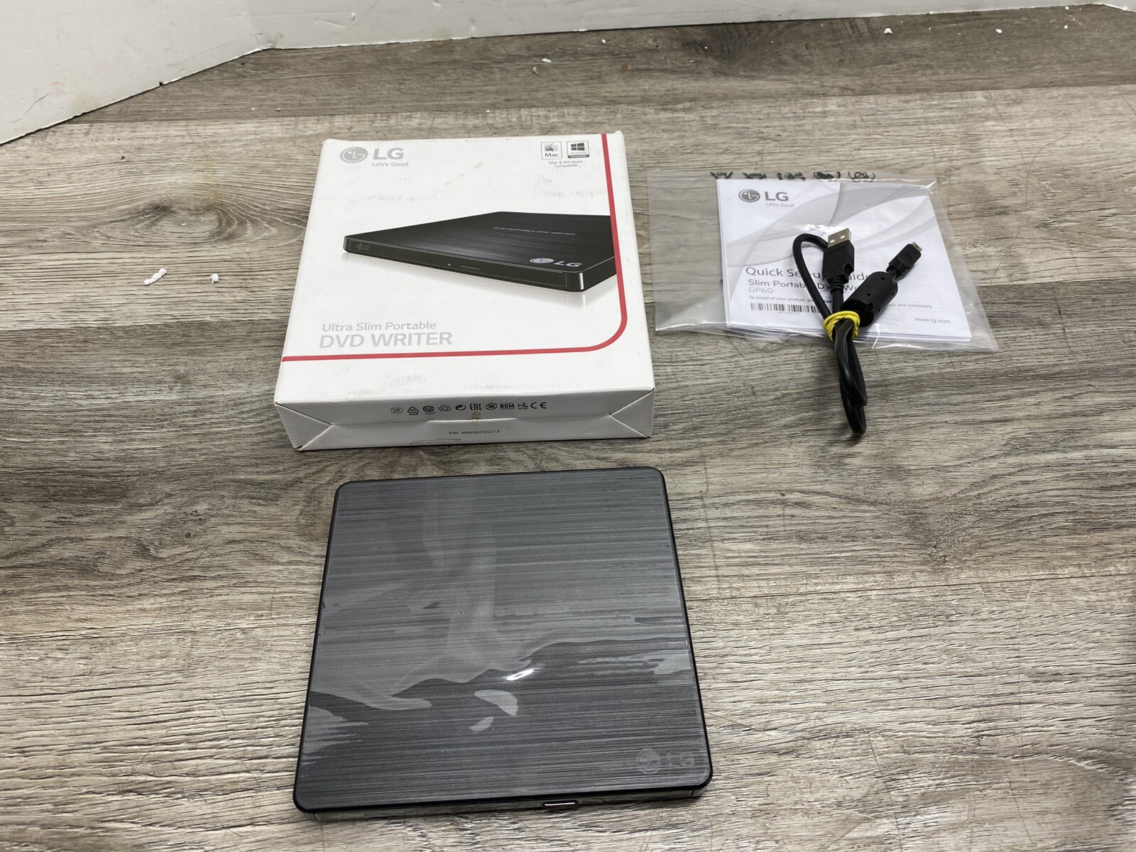 LG GP60NS50 Slim Portable DVD Writer Mac Windows Compatible, Black *Tested Works