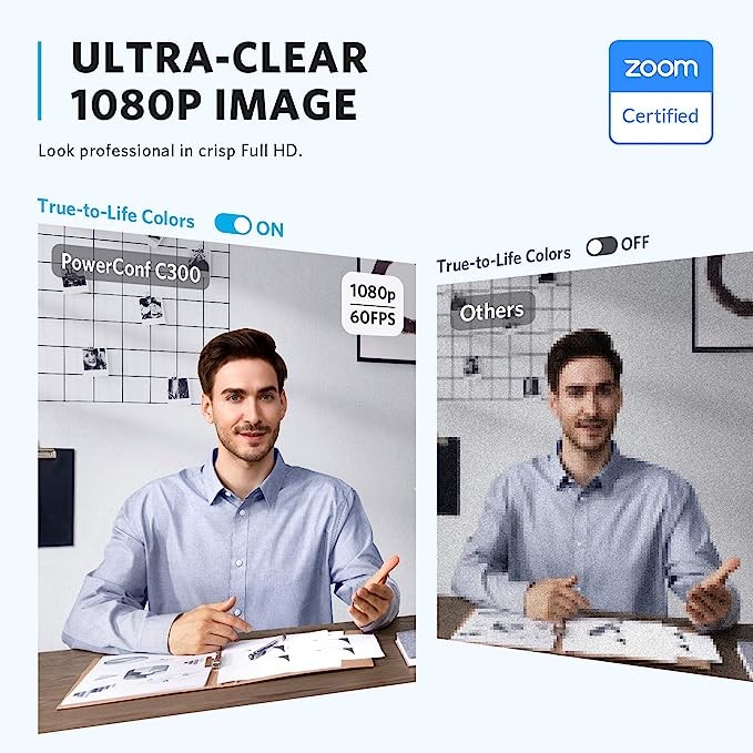 Anker PowerConf C300 Smart Full HD, AI-Powered - Light Correction, Zoom