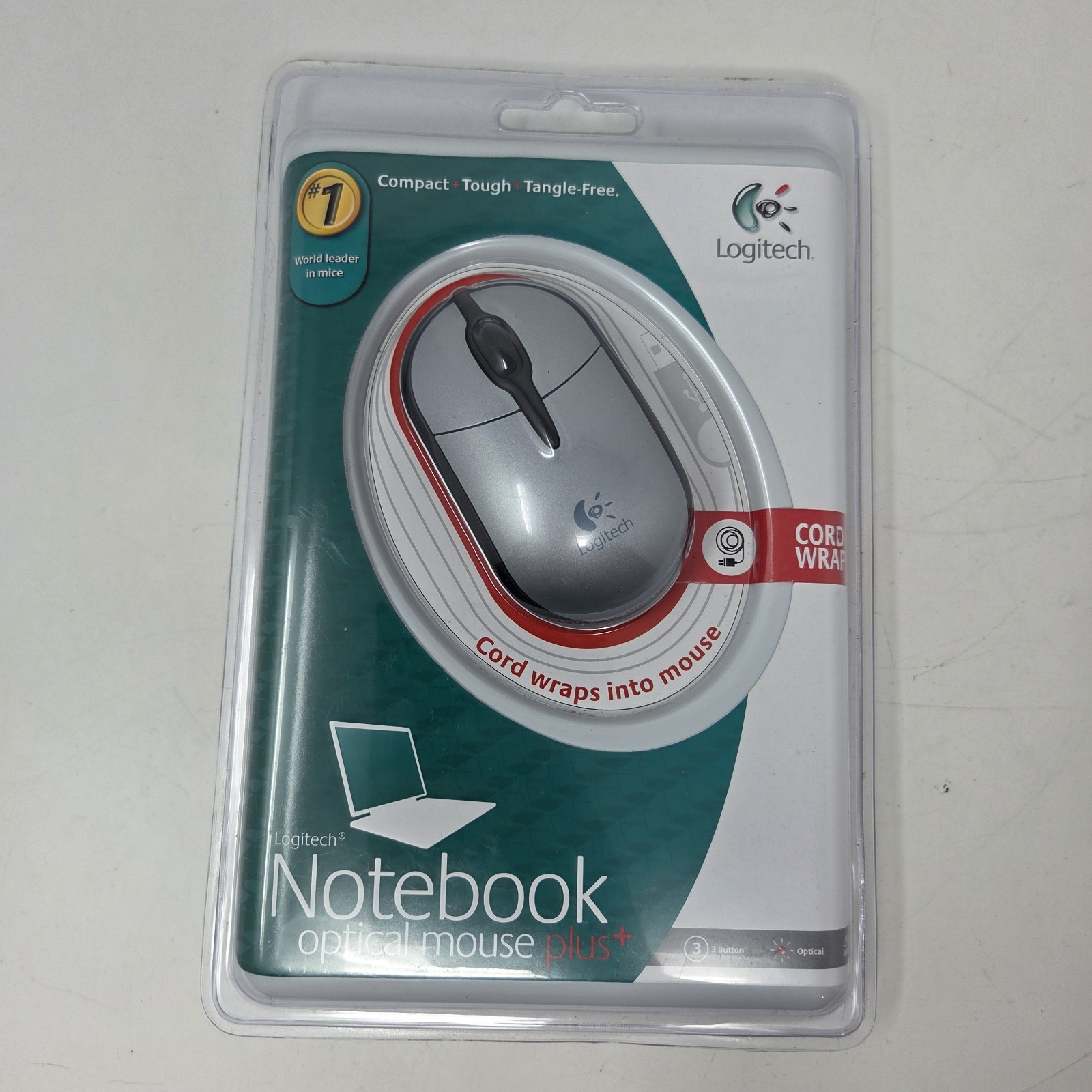 Logitech 931073-0403 Optical Mouse Open Box  - Cord Wraps Into Mouse 