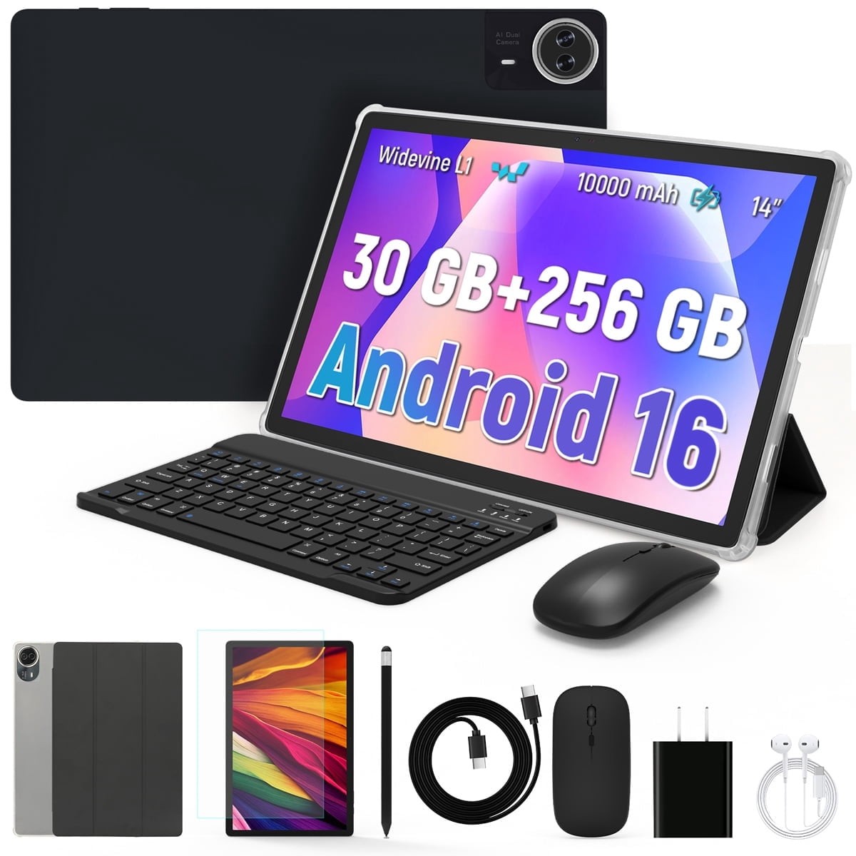 14 inch Large Screen Tablet,Android 16 Tablet 30GB RAM 128GB ROM