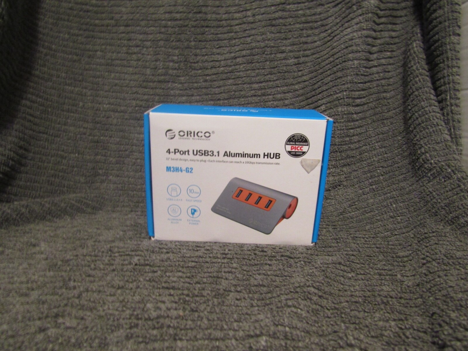 ORICO Powered USB Hub, 4 Ports Powered USB 3.1 Aluminum Data Hub, 10 Gbps SuperS