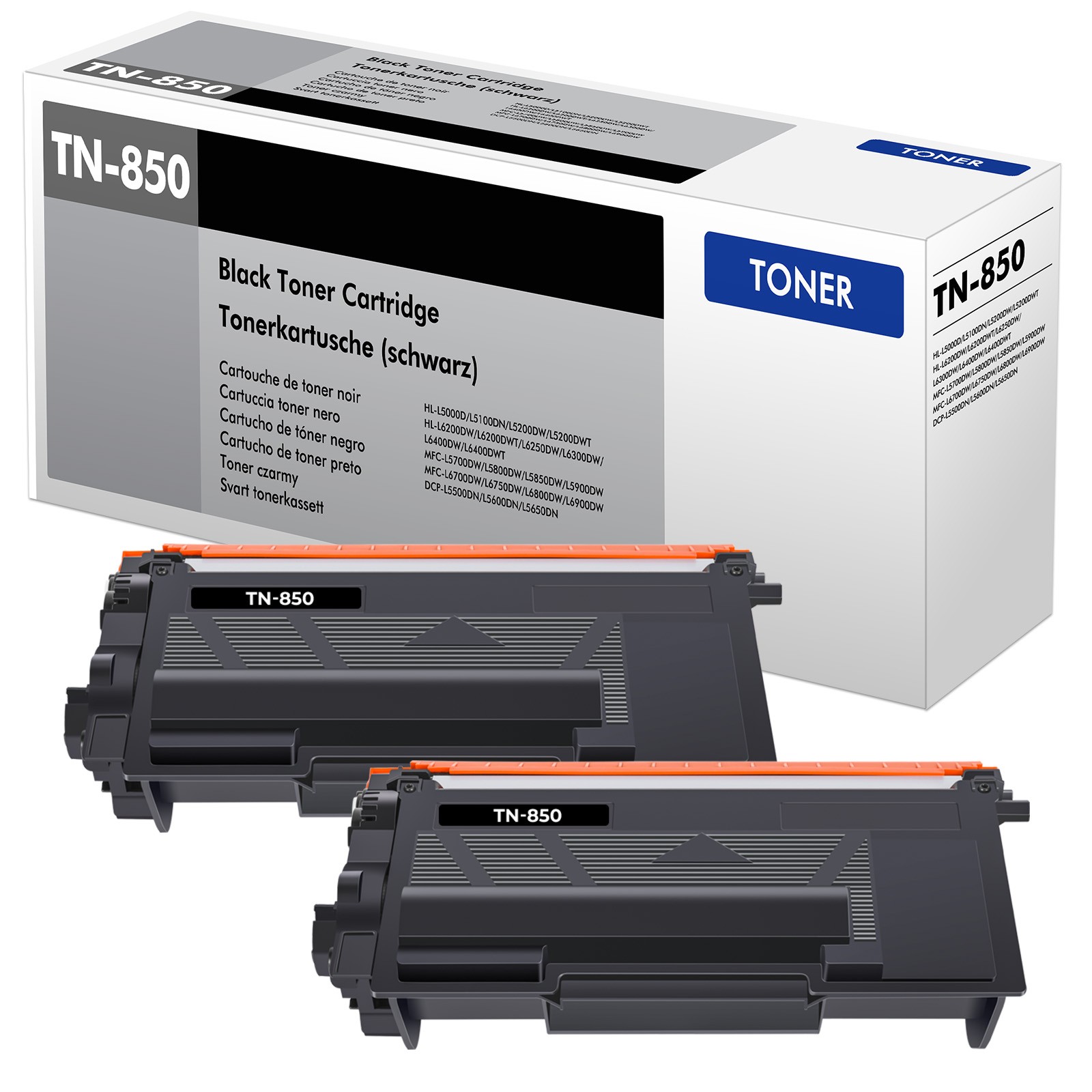 2PK TN850 TN-850 Toner Cartridges For Brother TN820 HL-L6200DW MFC-L5800DW
