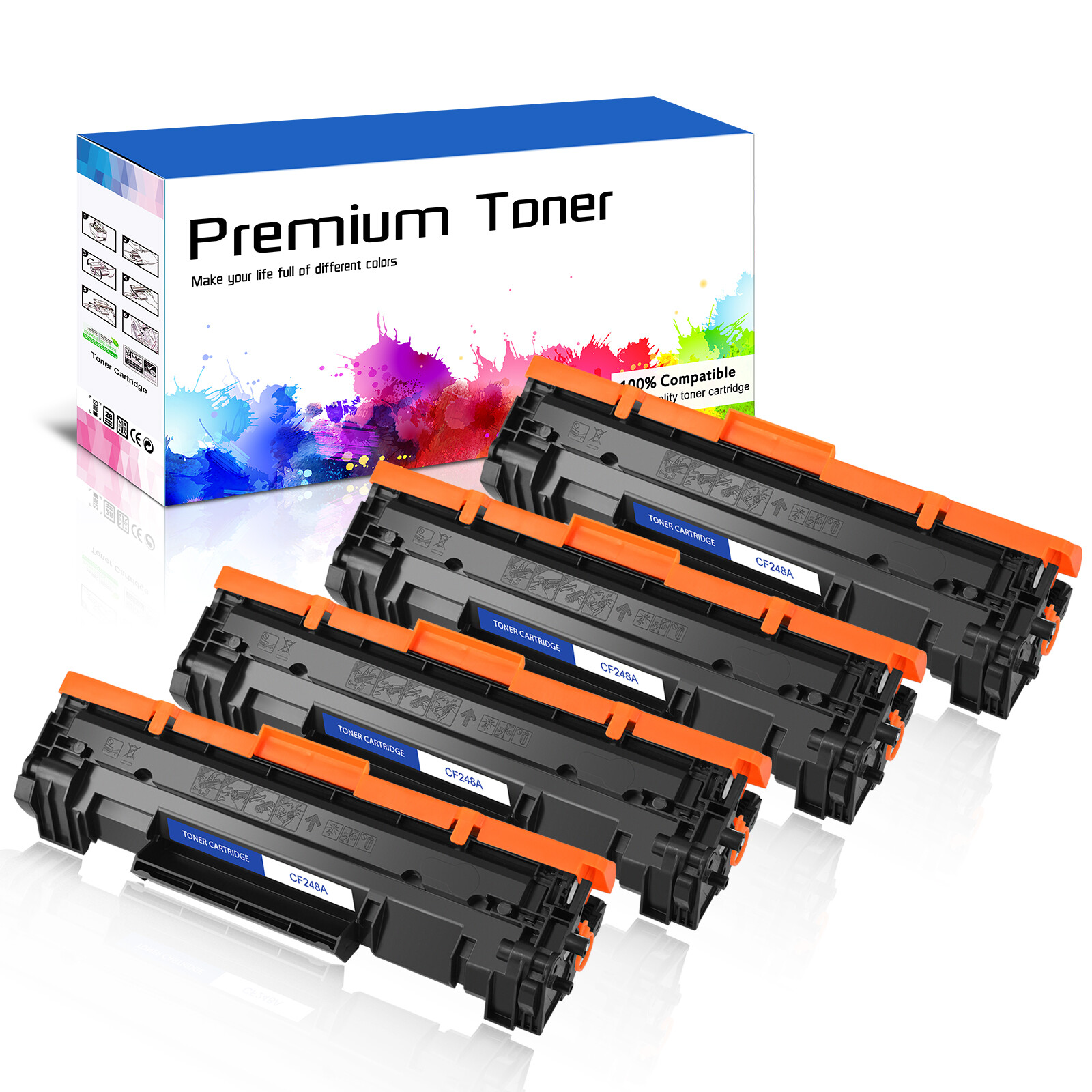 4PK CF248A 48A Toner Cartridge for HP LaserJet Pro M15a M16w MFP M29a High Yield