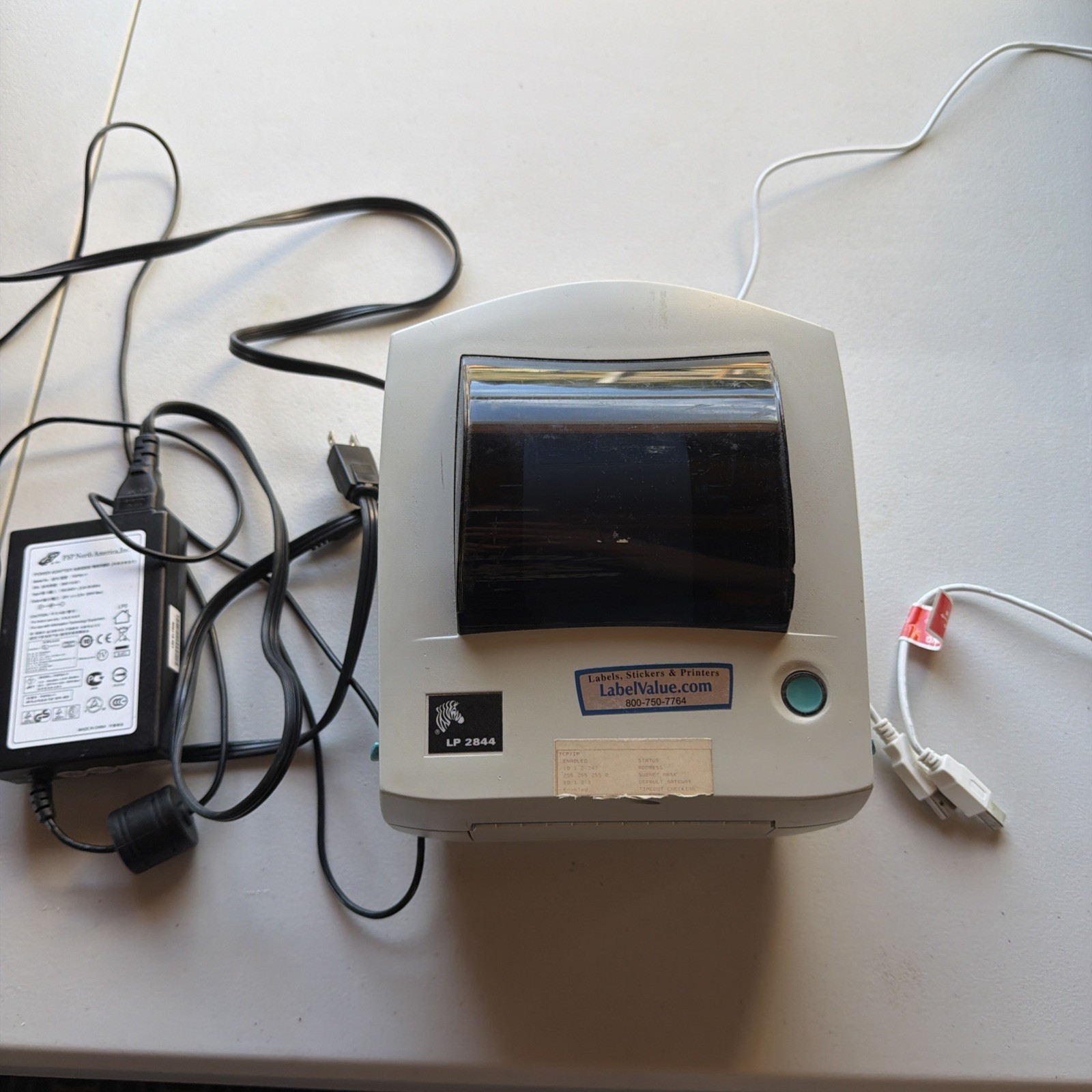 Zebra LP2844 USB Thermal Printer For Shipping Labels And Barcodes W/ Power Cord