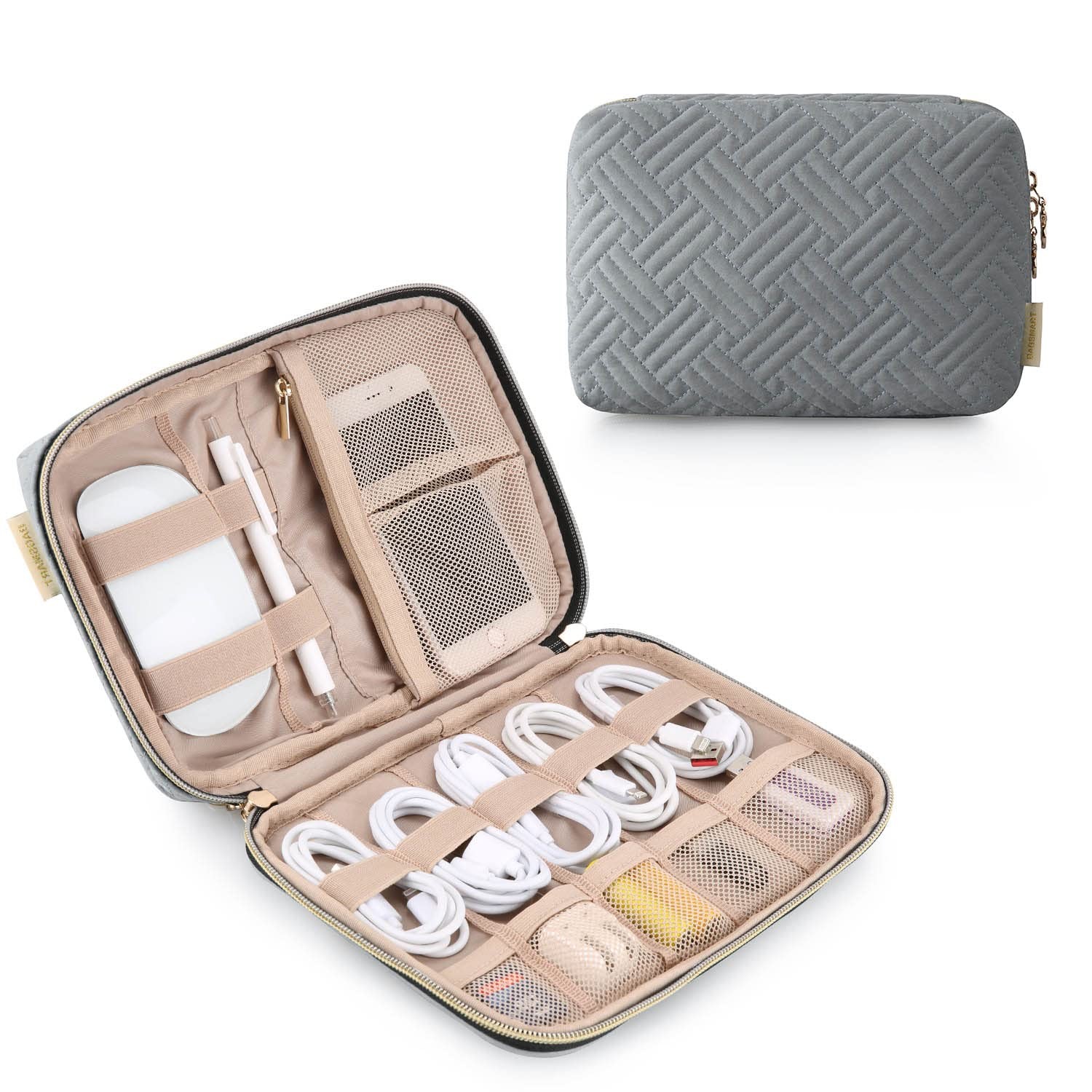 BAGSMART Electronics Organizer Travel Case, Cable Small, G-Grey