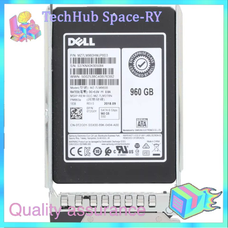 NEW DELL/Samsung SATA 960GB 2.5" 6Gb/s PowerEdge R450 R550 R650 R750 Server SSD