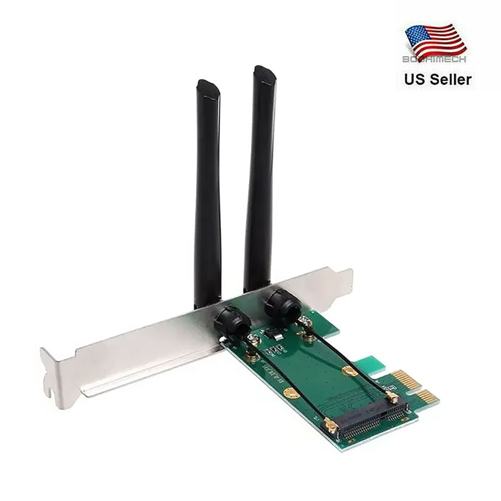 Mini PCI-E Express to PCI-E Wireless Adapter With 2 Antenna WiFi