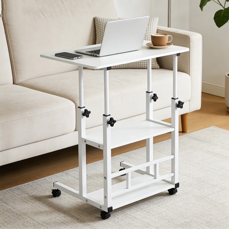 3 Tier Rolling Laptop Desk Adjustable Notebook Computer Stand Bed Sofa Table