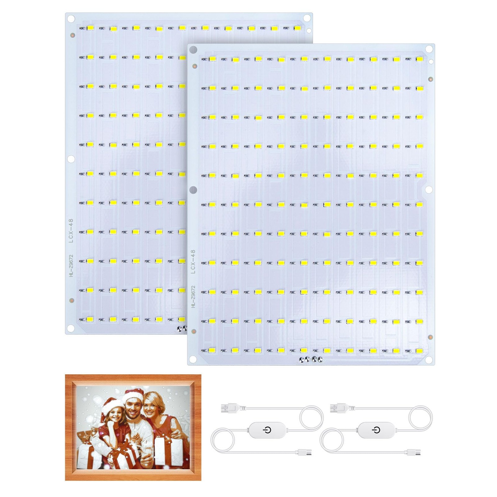 2PCS Lithophane LED Backlight Board Kit, 156x120mm, Adjustable Brightness