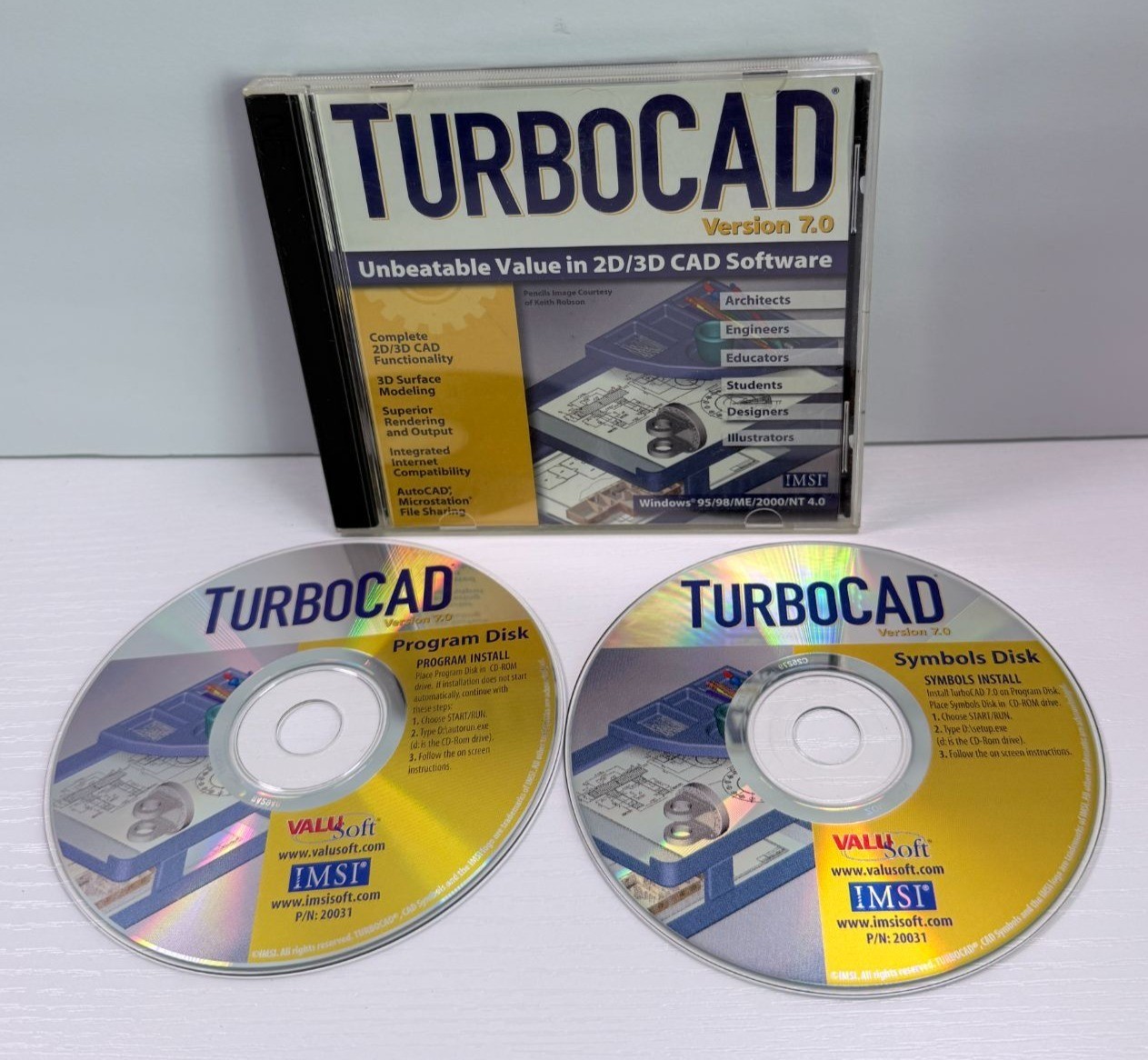 IMSI TurboCad Designer Version 7.0 Including Symbols Disk Software Windows 95